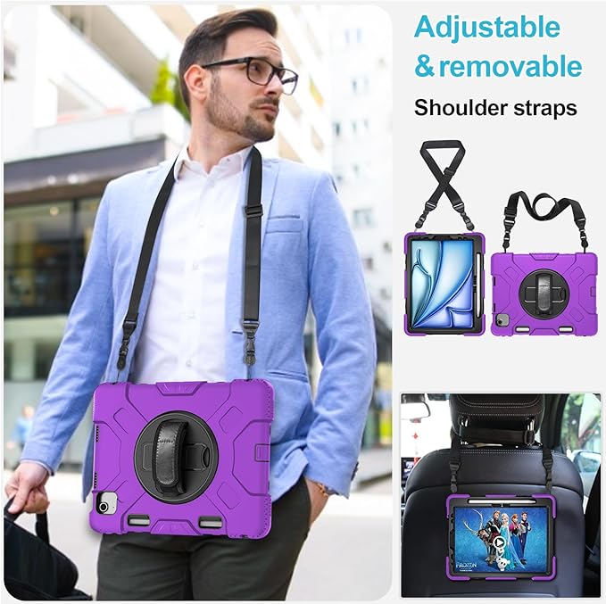 Case for iPad Air 11 M4 2026/ M3 2025/ M2 2024: Silicone Cover for iPad Air 5th &amp 4th Generation 10.9 Inch (2020/2022) with Screen Protector- Stand- Handle- Shoulder Strap- Pencil Holder
