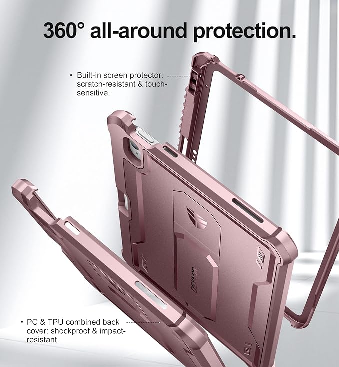 Dexnor Case for iPad (A16) 11th Generation 11 Inch 2025 iPad 10th Generation 10.9 Inch 2022 with Pen Holder [Built-in Screen Protector &amp Kickstand] Heavy Duty Rugged Full Body Protective Cover P