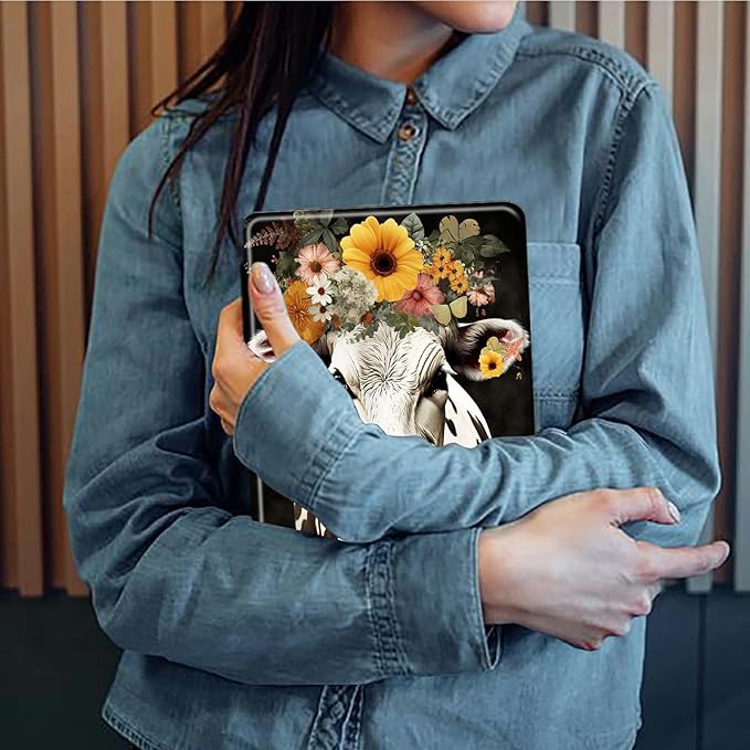 Cow Flower Pattern Case for Samsung Galaxy Tab S6 Lite 10.4 inch 2024/2022 (SM-P613/P619)/2020 (SM-P610/P615)BFDHGQZC 360 Degree Rotating Stand Protective Cover with Auto Sleep/Wake