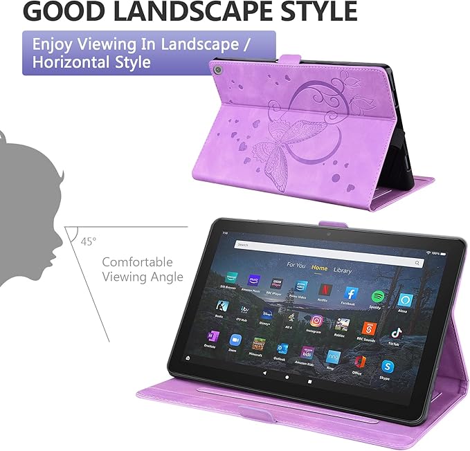 Dteck Case for All-New Amazon Fire HD 10 Tablet 13th Generation 2023 10.1 HD 10 &amp 10 Plus Tablet 11th Generation 2021 CoverMulti-Angle Stand Slim Folio Shockproof Protective Wallet Case Purple