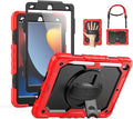 SEYMAC for iPad 9th/8th/7th Generation Case 10.2 2021-2019 Full-Body Shockproof Heavy Duty Protective Case with Screen Protector 360° Rotating Stand/Handle/Shoulder Strap for iPad 10.2 Inch Red