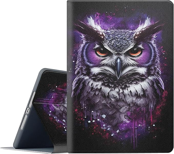 Case for iPad Air 1/2 iPad 9.7-Inch (2017/2018 Model5th/6th Generation)Adjustable Stand Auto Wake/Sleep Function Full Body Protection Cover - Purple Owl