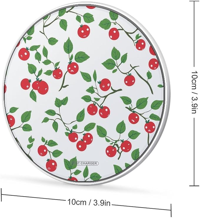 Cranberry Leaves Phone Charger Magnetic Charging Pad Anti-Slip with USB Cable
