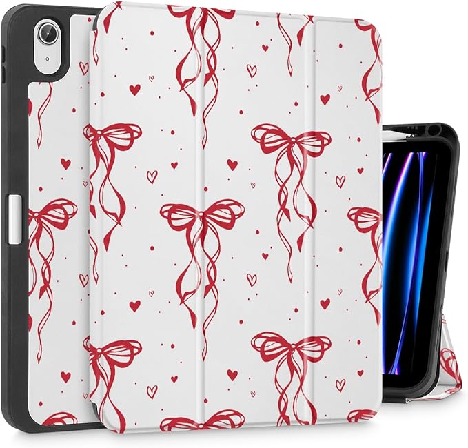 Mektron Case for iPad Air 11 inch (M4 2026 8th /M3 2025 7th /M2 2024 6th) Compatible with iPad Air 10.9 (2022 5th Gen /2020 4th Gen) Tablet Cover Buit in Pencil Holder Layer Bows