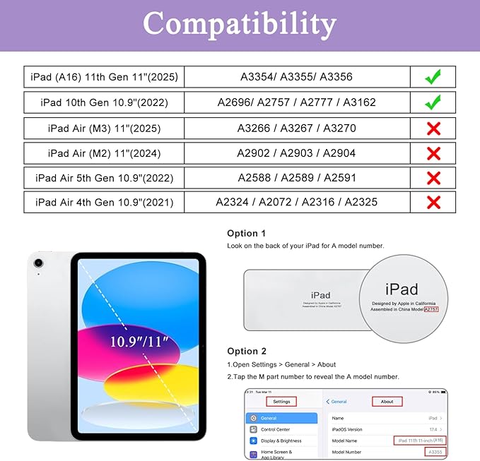 Soke Case for iPad (A16) 11th Generation 11-Inch 2025 /10th Generation 10.9-Inch 2022 with Screen Protector and Multi-Angle Kickstand Rugged Full Body Heavy Duty Protective Cover - Violet Pink