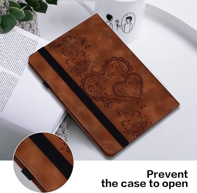 Case for Lenovo Tab Plus 11.5 Inch 2024 Embossed Premium PU Leather Case with Stand/Pencil Holder/Card Slots/Elastic Band for 11.5 Lenovo Tab Plus 2024 Release-Brown