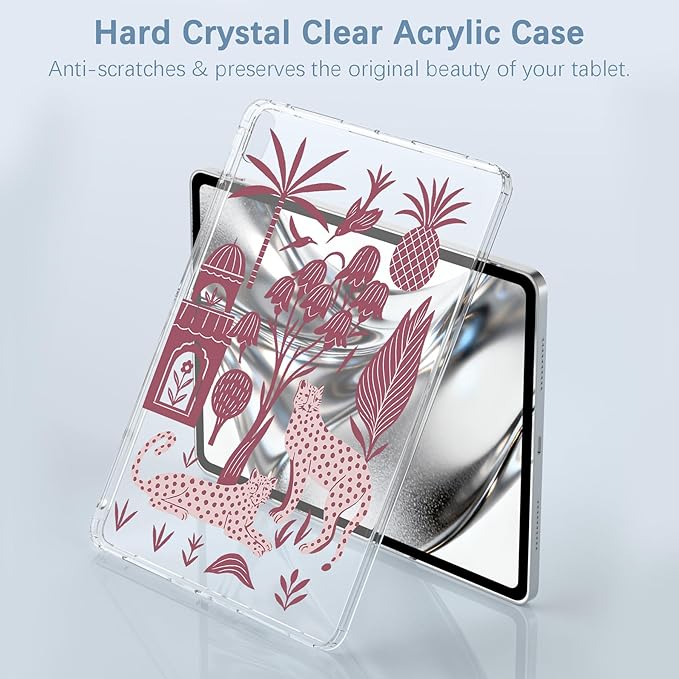 for 11 iPad Pro 4th/3rd/2nd/1st Gen (2022/2021/2020/2018)Cute Cheetah Animal Crystal Clear CaseSlim Lightweight Anti-Scratch Soft TPU Bumper Hard Acrylic Back Cover for Women
