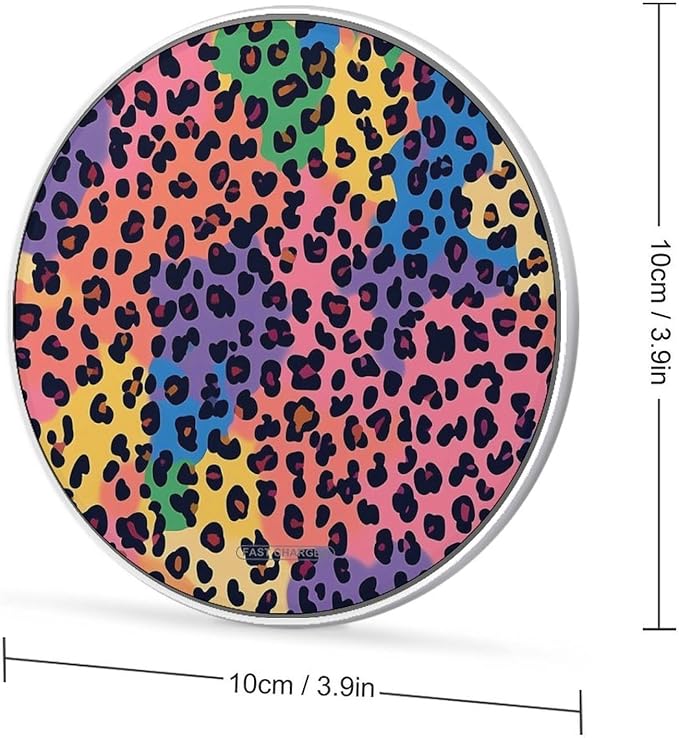 Rainbow Leopard Animal Print Wireless Charger Anti-Slip Wireless Charging Pad Slim Charger Mat for Men Women