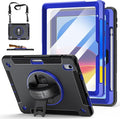 Case for iPad (A16) 11th/10th Generation Case: Protective Cover for iPad 11th Gen 11 Inch 2025 &amp10th Gen 10.9 2022 with Screen Protector- Stand- Shoulder Strap- Handle- Pencil Holder-Blue+Black