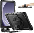 Timecity for Samsung Galaxy Tab A9+/ A9 Plus Case 11 inch Full-Body Protective with Screen Protector Rotating Stand/Handle and Shoulder Strap for Galaxy A9+ Tablet Case (SM-X210/X216/X218)- Black