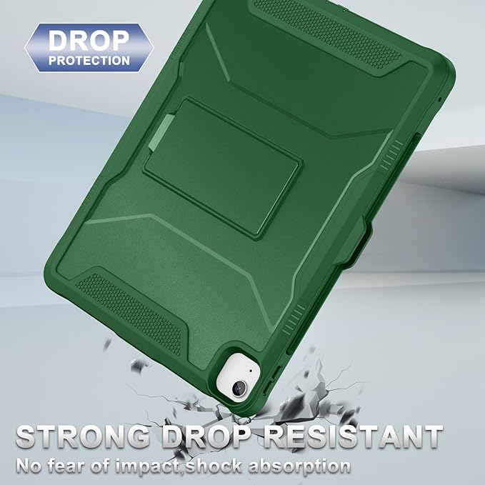 Soke Case for iPad Air 13-Inch M4 2026 M3 2025 &amp M2 2024with Built-in Screen Protector and Kickstand Rugged Full-Body Heavy Duty Protective Cover for Apple iPad Air 13 - Alpine Green