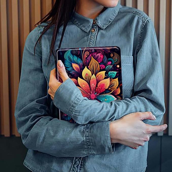 Colorful Flower &amp Leaves Pattern Case for Samsung Galaxy Tab S6 Lite 10.4 inch 2024/2022 (SM-P613/P619)/2020 (SM-P610/P615)BFDHGQZC 360 Degree Rotating Stand Protective Cover with Auto Sleep/Wake