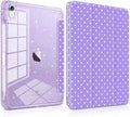 TWOLSKOO Sparkly Case for iPad Pro 11 inch (M5 2025 / M4 2024) Glitter Hard Acrylic Back with Pencil Holder Slim Trifold Stand Folio Cover Auto Sleep/Wake Purple Polka Dot