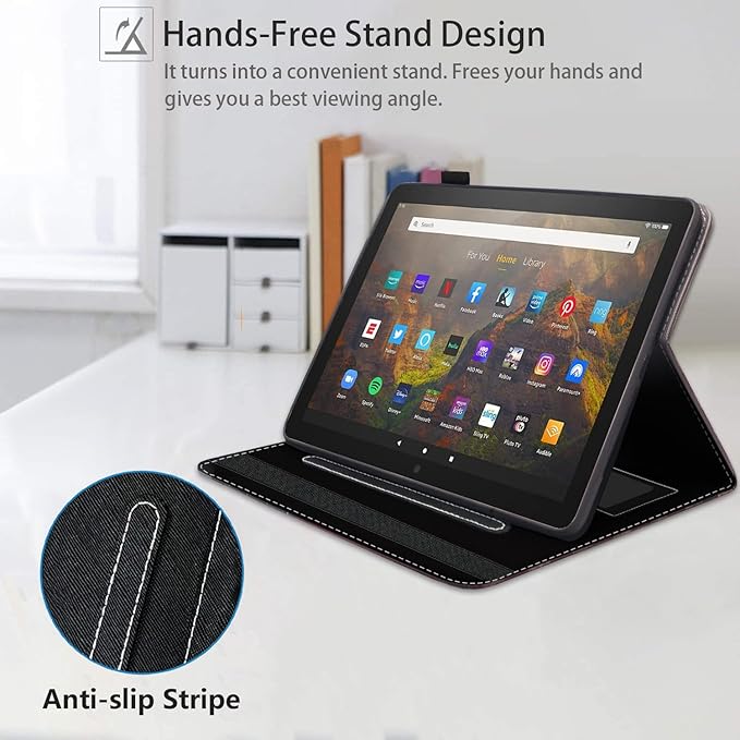 Case for All-New Amazon Kindle Fire HD 10 &amp 10 Plus Tablet 10.1 (13th/11th Generation 2023/2021 Release) - PU Leather Folio Case with Smart Auto Wake/Sleep Horse at Sunset