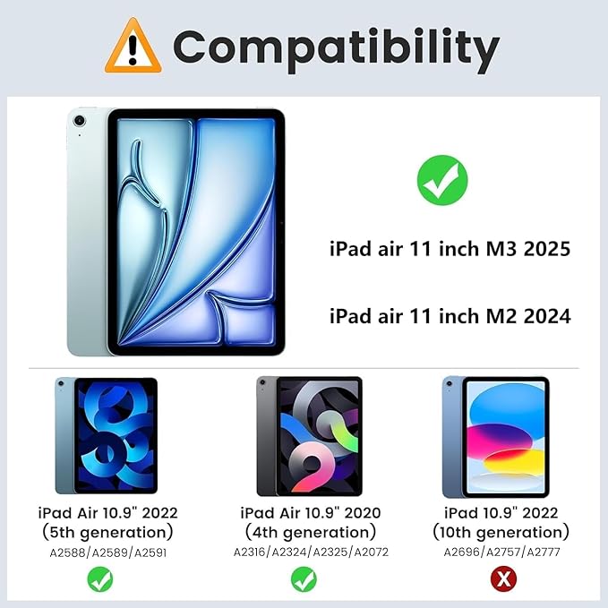 H HOLIMET Case for iPad Air 11 inch 2025 M3 iPad Air 4th/5th/6th Generation 10.9 Inch with Pencil Holder Pocket Typing Angle Auto Sleep/Wake Muti-Stand Vegan Leather