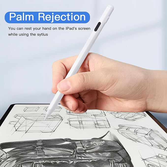 Stylus Pen for iPadfor Apple Pencil Pro 1st/2nd Generation: for 2018-2024 iPad 10/9/8/7/6th iPad Pro 12.9/11/13-inch M4 i-Pad Air 3/4/5/M2 i-Pad Mini 5/6thPalm RejectionTilt SensitivityWhite