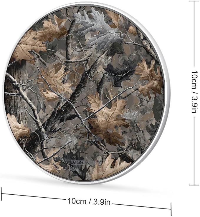 Brown Camouflage Hunting Wilderness Phone Charger Magnetic Charging Pad Anti-Slip with USB Cable