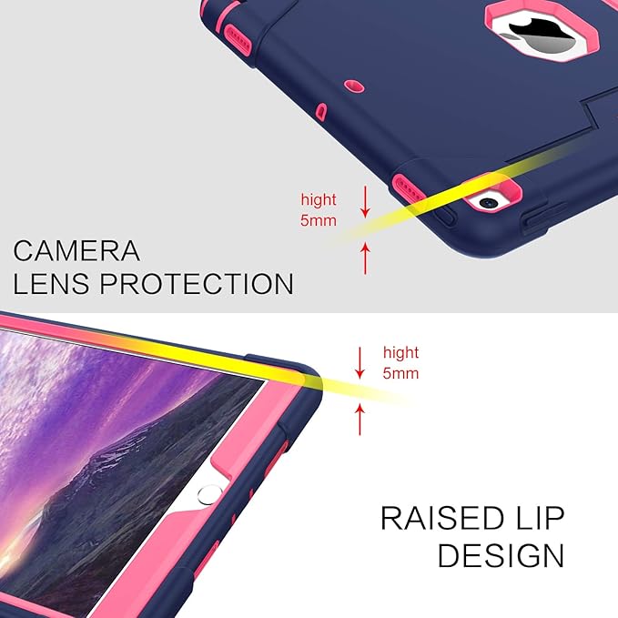 BENTOBEN for iPad Air 3 2019 Case iPad Pro 10.5 2017 Case 3 Layers Heavy Duty Rugged Shockproof Kickstand Protective Tablet Cases for iPad Air 3rd Gen/iPad Pro 10.5 2017 Navy Blue/Rose Red