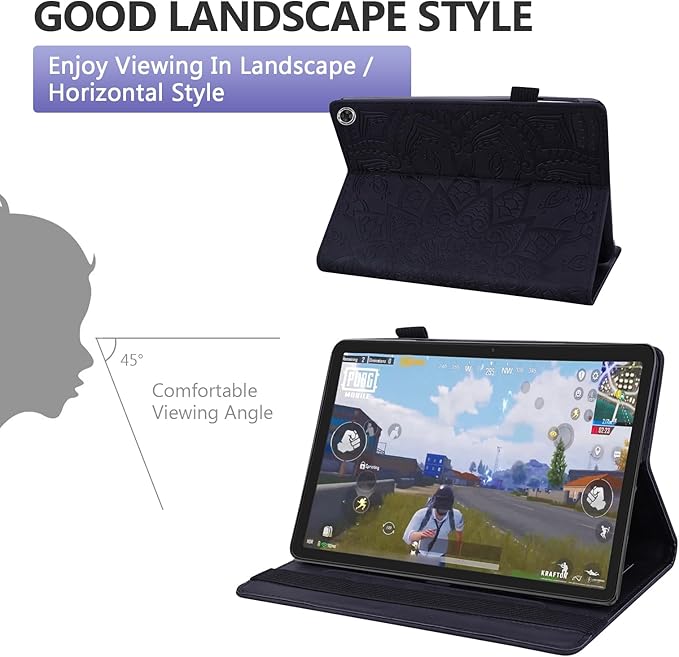 Dteck Case for All-New Amazon Fire HD 10 and 10 Plus Tablet (13th/11th Generation 2023/2021 Release)PU Leather Slim Folding Stand Cover with Pencil Holder Shockproof Magnetic Card Slots ShellBlack