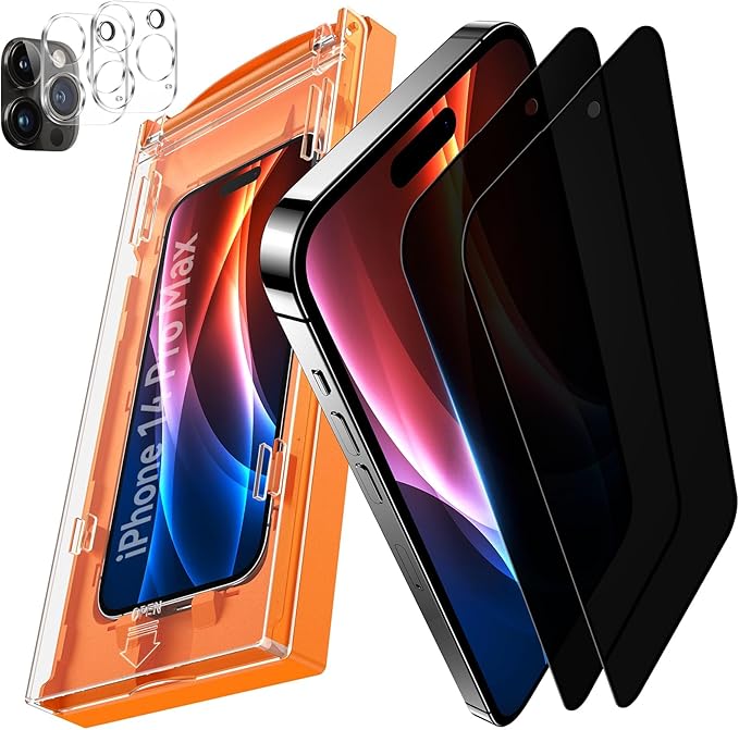DIMONCOAT 2+2 Packs for iPhone 14 Pro Max Privacy Screen Protector 6.7'' with Camera Lens Protector [Zero Bubble Auto-Dust Removal] 23° Anti-Spy Tempered Glass[10X Military Protection] Case Friendly