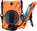 JZ 360 Degrees Kickstand Case Compatible with Samsung Galaxy Tab S4 10.5 (SM-T830T835T837) Stand Case Cover with Wrist Strap and Shoulder Strap - Orange