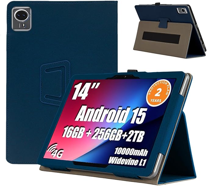 Case Cover for Callsky-Pro ‎Ctab 14 inch KONXISA Tablet Case with Magnetic Adsorption PU Leather Folding Protective Cover with Pen Holder Anti-ScratchShockproof and ProtectionTablet Sleeve Blue