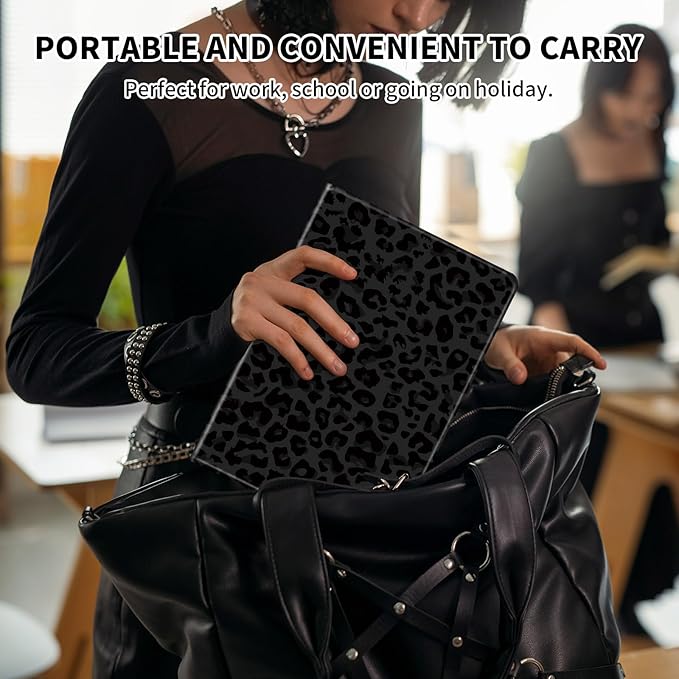 Case for Microsoft Surface Pro 11/10 / 9 13 InchPU Leather Cute Slim Folio Adjustable Stand Cover Case for Surface Pro 11th Edition AIBlack Green Leopard