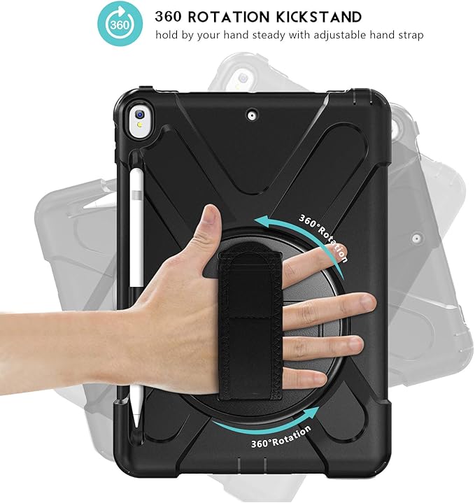 ProCase Rugged Heavy Duty Case for iPad Air 3 10.5 2019/ iPad Pro 10.5 2017 Shockproof Protective Cover with Rotating Kickstand for iPad Air (3rd Gen) 10.5 2019/ iPad Pro 10.5 2018 Black