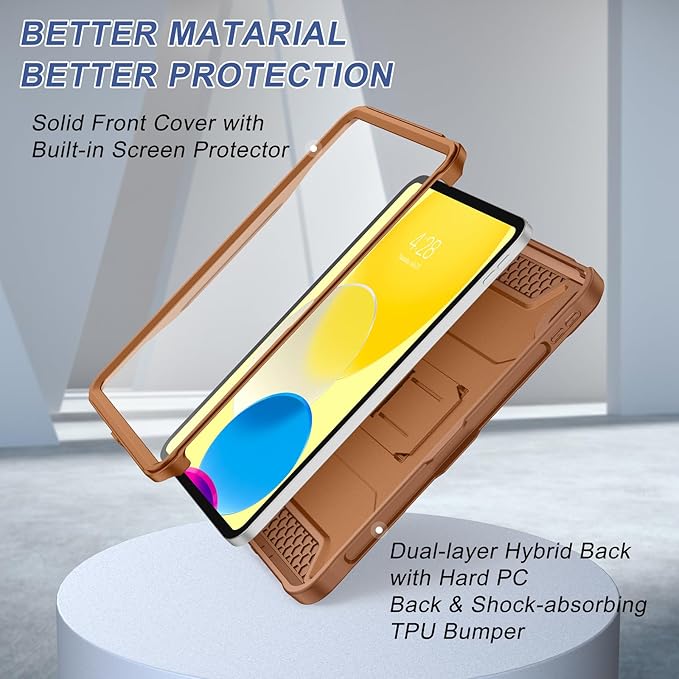 Soke Case for iPad (A16) 11th Generation 11-inch 2025 iPad 10th Generation 10.9-inch 2022 with Built-in Screen Protector and Kickstand Rugged Full Body Protective Cover - Light Brown