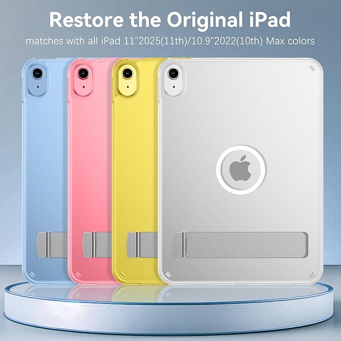 Telaso Magnetic Case for iPad (A16) 11th Generation 11 Inch 2025/ iPad 10th Generation 10.9 Inch 2022 with Invisible Portrait/Landscape Stand Hard Translucent Matte Back Cover Frosted Clear