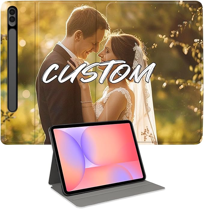 Custom Photo Personalized Flip Case for Samsung Galaxy Tab S9 FE Plus 12.4 inch(2023)Model Code: SM-X610/X616B Samsung Galaxy Tablet Customized Picture Text Leather Stand Cover Protective Case