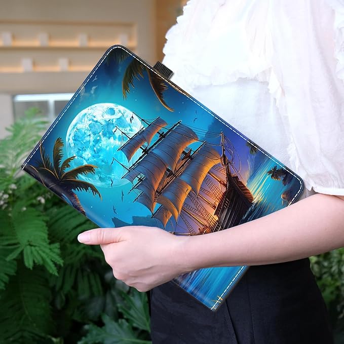 Case Fits All-New Amazon Kindle Fire HD 8 &amp 8 Plus Tablet(12/10th Gen2022/2020 Release) - Slim Fit Standing Cover with Auto Sleep/Wake for Fire HD 8 &amp 8 PlusPirate Ship Moon 4