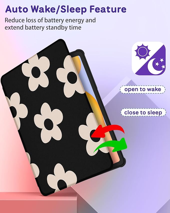 1-for Tab S6 Lite-Black Flower