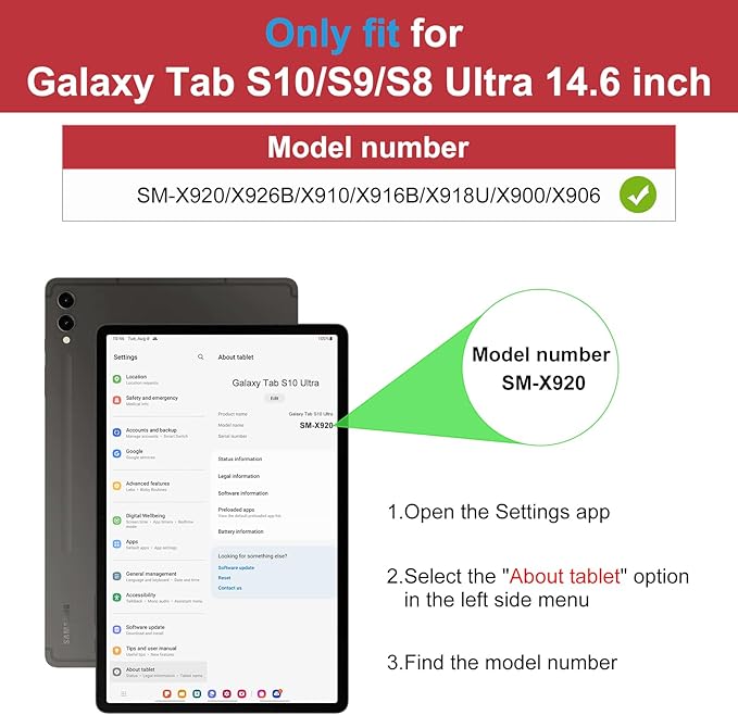 DTTO for Samsung Galaxy Tab S10 Ultra / S9 Ultra / S8 Ultra Case 2024/2023/2022 Premium Leather Business Folio Stand Cover with S Pen Holder for 14.6 Inch Tablet Auto Wake/Sleep Red