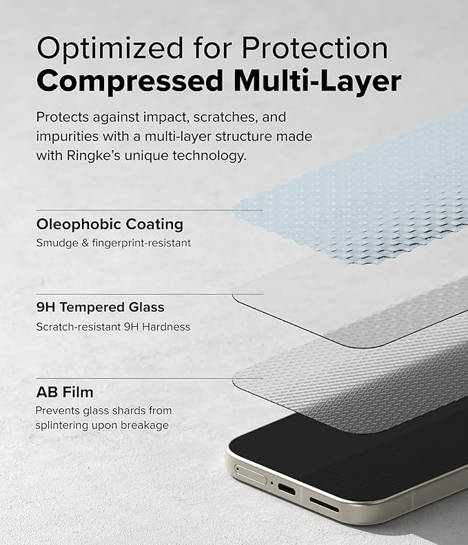 Ringke Easy Slide [Super Easy to Install] Compatible with Google Pixel 9a Screen Protector Case Friendly 9H Hardness Tempered Glass with Simple installation Tool - 2 Pack