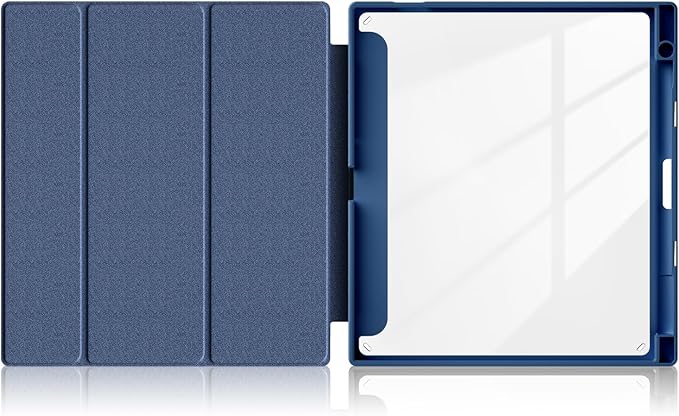 Case for BOOX Note Air 3 C and B/W E Ink Tablet 10.3 ePaperSlim Drop Protection Tri-Fold Cover with Hard Shell Transparent Back and Pen Holder Stand Cover with Auto Wake/SleepNavy