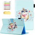 Kindle Fire HD 10 Tablet 2019/2017 Case 9th/7th Generation 10.1 with Pencil Card Holder [Auto Sleep/Wake] Smart Folio Stand Multi-Angle Viewing PU Leather Shockproof Cover Green Flower Owl