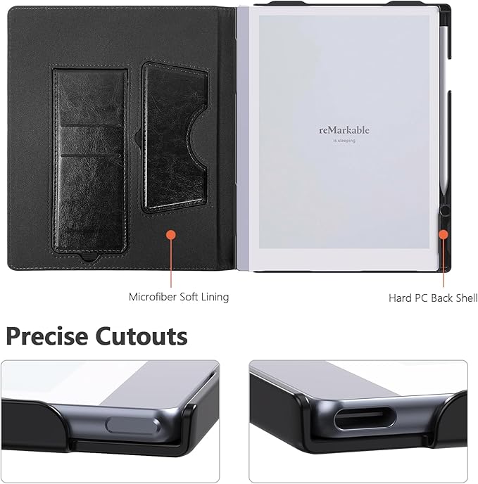 E NET-CASE Case for Remarkable 2 Tablet 10.3 inch (2020 Released) - New Business Design Upgraded Leather Cover for Remarkable 2 Digital Paper with Stand &amp Pen Holder (Black)