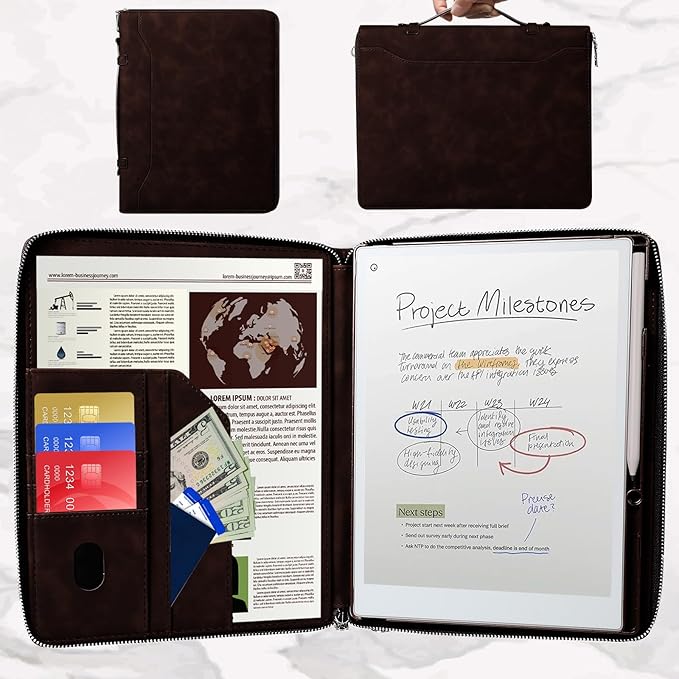 E NET-CASE Premium PU Leather Case for Remarkable 2 Tablet 10.3 inch (2020 Released) Business Handheld Design Cover for Remarkable 2 Digital Paper with Zipper &amp Pen Holder (Fantasy Brown)