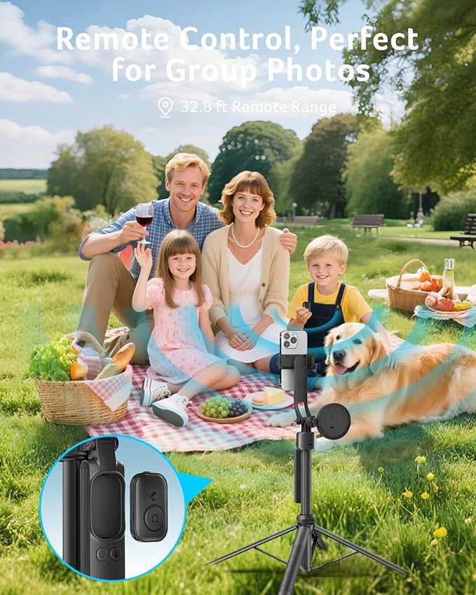 Acer Gadget Auto Face Tracking Tripod for iPhone/Cell Phone/Android/Camera with Light and Remote 64 No App 360°Rotating Tripod Selfie Stick for Tiktok YouTube Vlog Live Streaming Video Recording