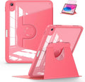 Soke Rotating Case for iPad (A16) 11th Generation 2025 iPad 10th Gen 2022 with Pencil Holder [Shockproof + Auto Sleep/Wake] 360 Degree Rotation Clear Back for iPad 11/10.9 - Watermelon