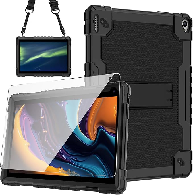 for YQSAVIOR Tab CP10 10.1 Case/Coopers Tab CP10 10.1 inch Case with Screen Protectror Built in Shoulder Strap &amp Kickstand for YQSAVIOR/Coopers Tab CP10 10.1 Tablet (Black/1 PC)