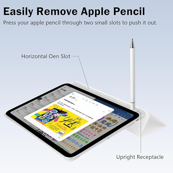 Cue Kawaii Kitten Cat Flower for iPad Air 13 Inch Case M3 2025/M2 2024 with Pencil Holder Auto Sleep/Wake White Leather Soft TPU Back Cover