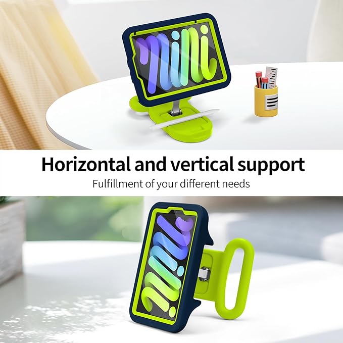 Kids Case for iPad mini 7 (A17 Pro) 2024 /iPad Mini6 2021Adjustable Portrait/Landscape Stand//Drop Proof with Handle/KickstandChild Friendly Case for iPad mini 7th/6th Gen 8.3inch (Bluegreen)