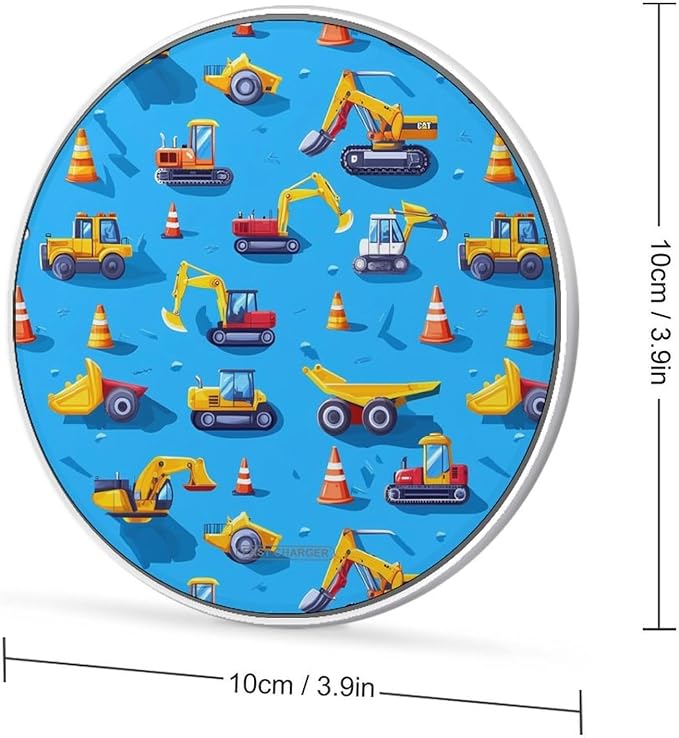 Construction Excavator Wireless Charger Anti-Slip Wireless Charging Pad Slim Charger Mat for Men Women