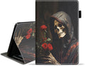 Case for Amazon Kindle Fire 7 Tablet (7 9th/7th Generation 2019/2017 Release) Slim PU Leather Cover with Card Slot &amp Auto Wake/Sleep Skull Rose
