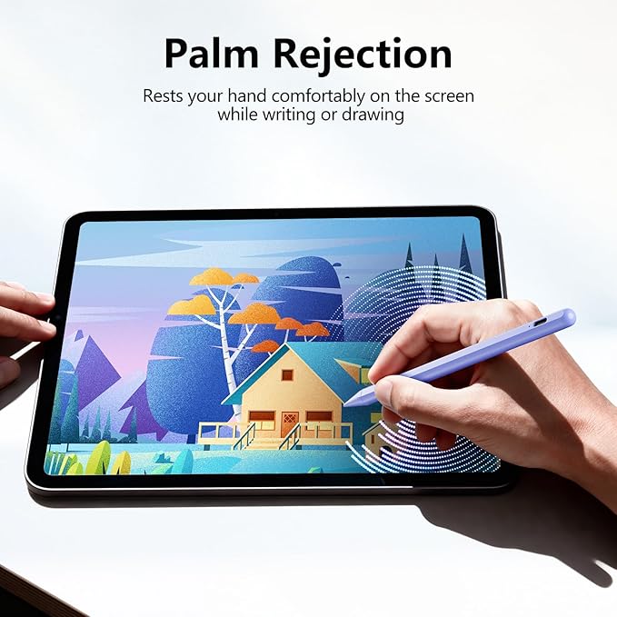 Stylus Pen for iPad 6th-11th Generation-2X Fast Charge Active Pencil Compatible with 2018-2026 Apple iPad Pro 11/12.9/M4 iPad Air 3/4/5/M2/M3/M4iPad mini 5/6/7 Gen-Purple