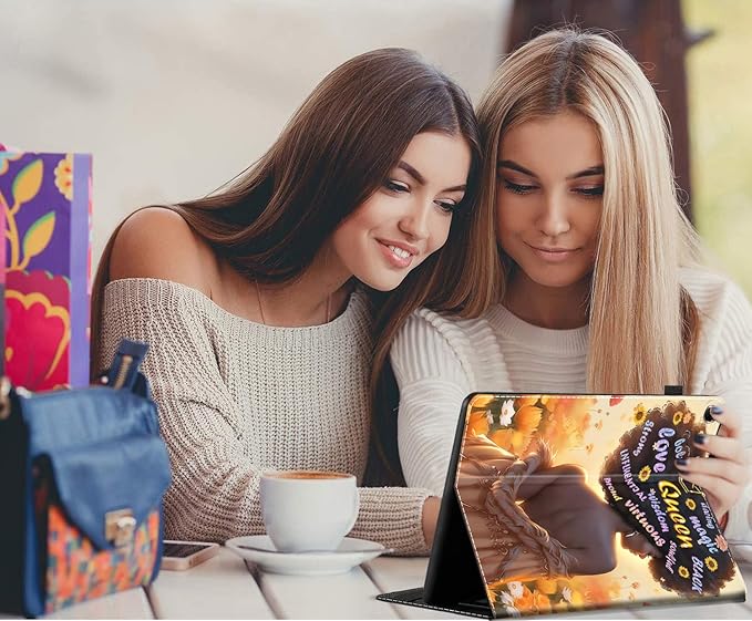Case for Amazon Fire HD 10 Tablet (9th/7th/5th Generation2019/2017/2015 Release) Multi-Angle Smart Stand Cover Auto Sleep/Wake for Fire 10.1 InchAfrican American Afro Women Black Queen