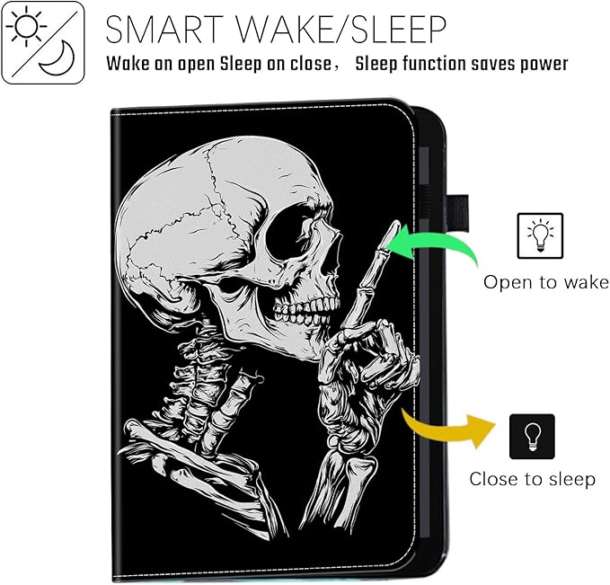 Case for Samsung Galaxy Tab S11 Ultra 14.6 inch 2025Wallet PU Leather Folio Cover with Auto Sleep/WakeFunny Skeleton