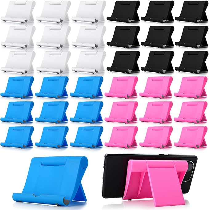 Wenqik 36 Pcs Cell Phone Stands Foldable Tablet Mobile Stand Adjustable Multi Angle Tablet Holder Compatible with Phone 15 14 13 12 11 Pro Xs Xs Max XR 8 (BlackWhitePinkBlue)